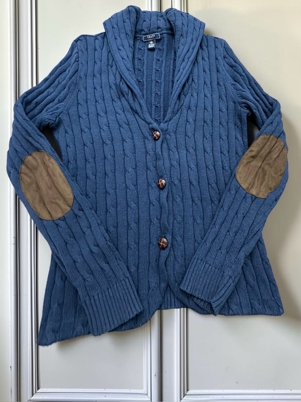 Chaps Ralph Lauren Cable Knit Sweater Cardigan. Navy Blue. Size: Large